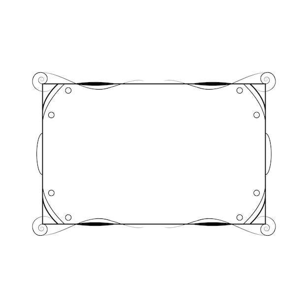 Abstract Black Simple Line Rectangular Frame Doodle Outline Element Vector Design Style Sketch