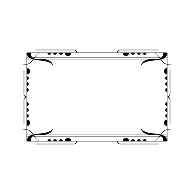 Abstract Black Simple Line Rectangular Frame Doodle Outline Element Vector Design Style Sketch