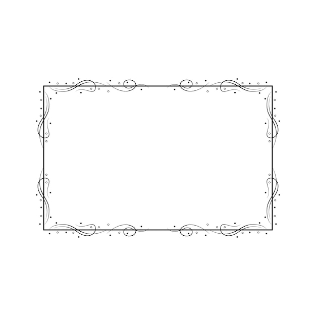 Abstract Black Simple Line Rectangular Frame Doodle Outline Element Vector Design Style Sketch