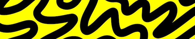 Abstract Black Wavy Lines on Bright Yellow Background