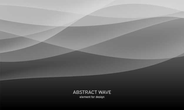 Abstract black and white background with smooth gray lines waves.