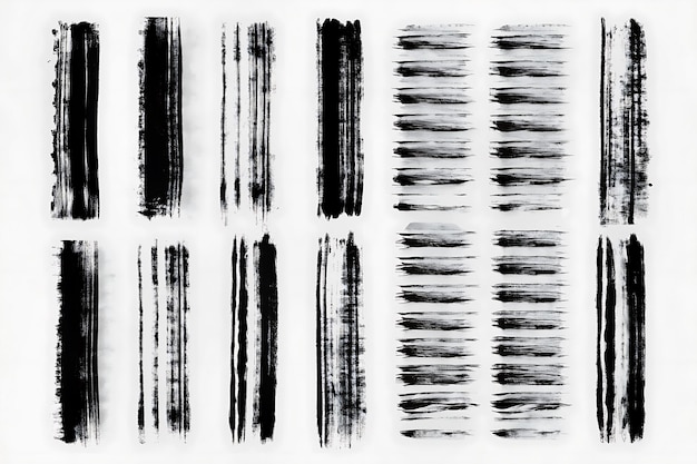 Vector abstract black and white brush strokes for design elements