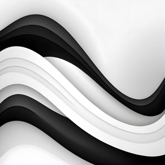 Vector abstract black and white fluid wave design with dynamic flow