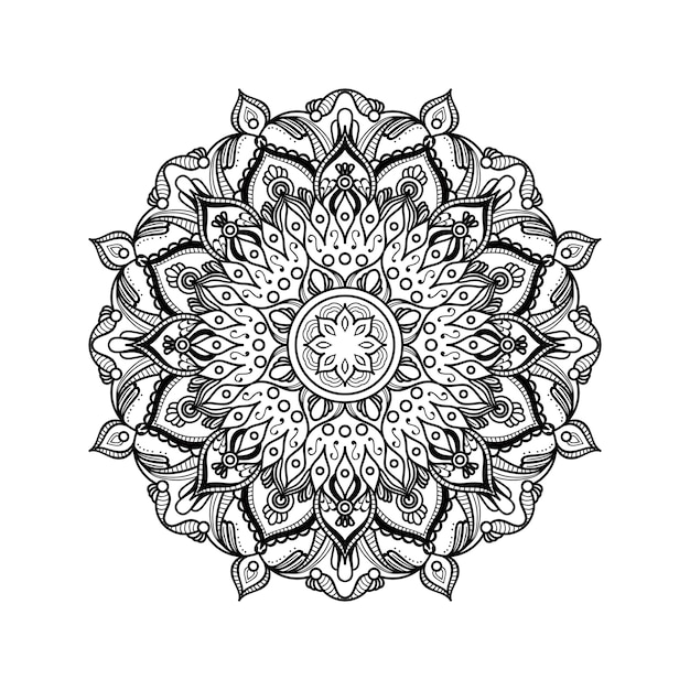 ABSTRACT BLACK AND WHITE MANDALA ART OUTLINE STYLE