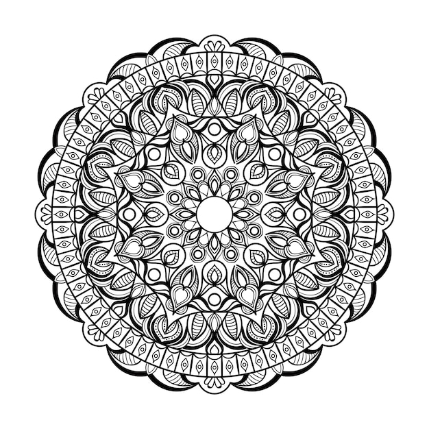 ABSTRACT BLACK AND WHITE MANDALA ART OUTLINE STYLE