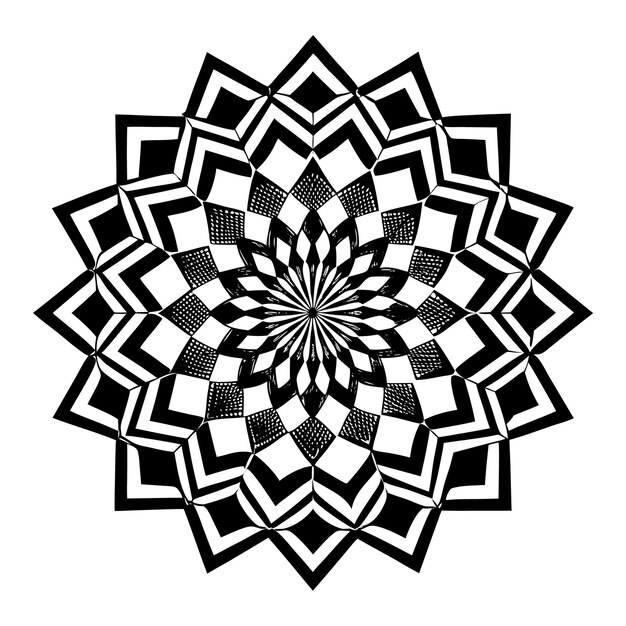 Vector abstract black and white mandala with geometric patterns