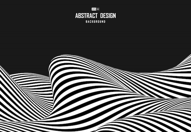 Abstract black and white op art design of distortion background.