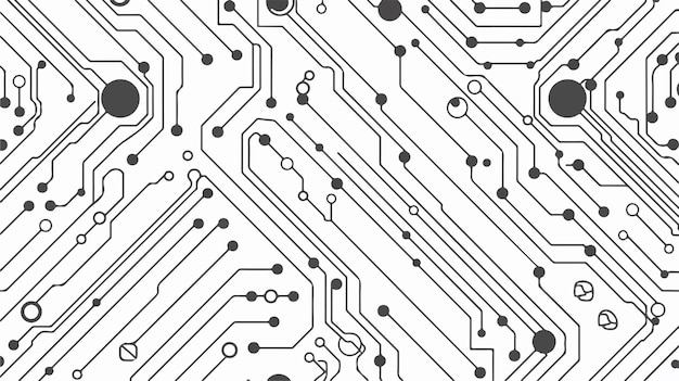 Abstract Black and White Seamless Circuit Board Pattern