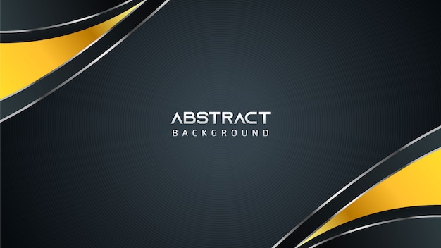 Abstract Black and White Technology Background with Golden Elements and Copy Space for Text