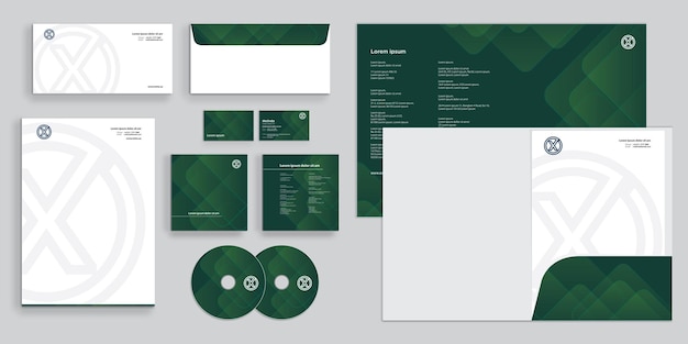 Abstract Blending Shape Green Army Modern Corporate Business Identity Stationary