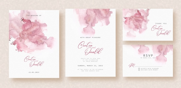 Abstract bloody red watercolor background on wedding card