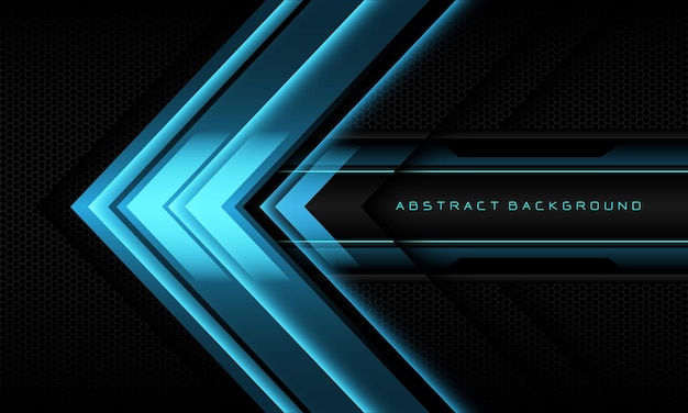 Abstract blue arrow black cyber line black hexagon mesh ultramodern futuristic technology background