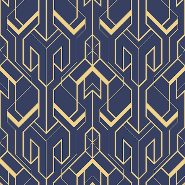 Abstract blue art deco seamless pattern vector