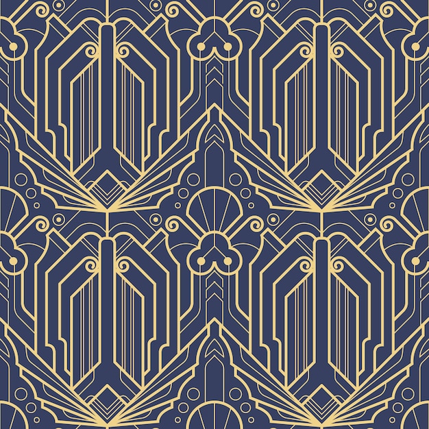 Abstract blue art deco seamless pattern 