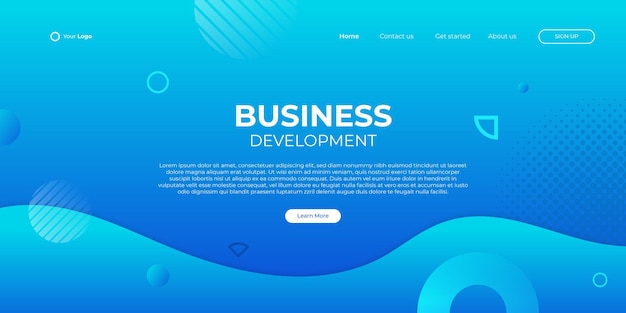 Abstract blue background for business landing page with modern shape and simple technology concept. Corporate web design landing page block vector illustration template.