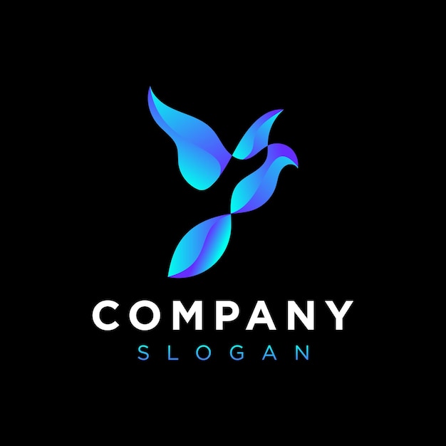 abstract blue bird simple logo design