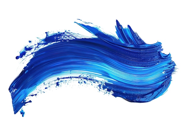 Abstract blue brush stroke paint isolated on white background 3d rendering strong colors white backg