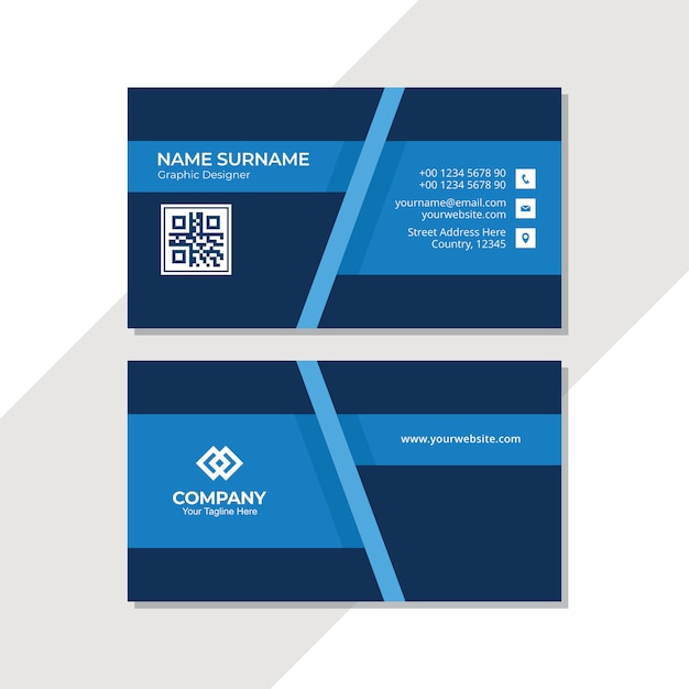 Abstract blue business card design template with polygonal