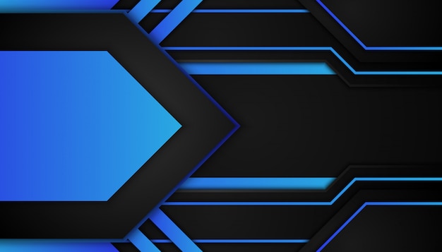 Abstract blue geometric shape on sport dark background