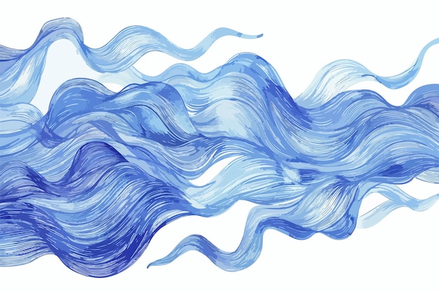 Vector abstract blue handdrawn waves pattern clipart