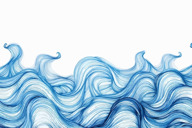 Abstract Blue HandDrawn Waves Pattern Clipart