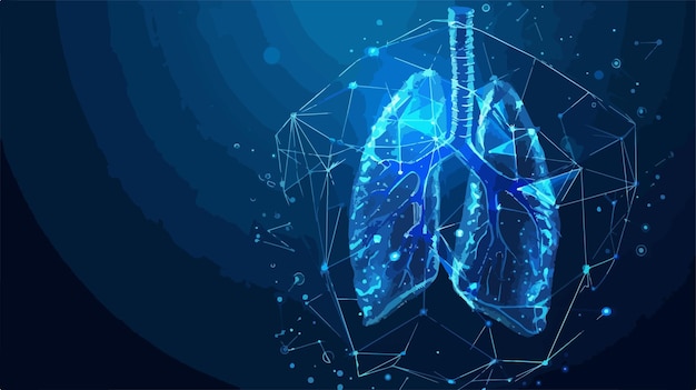 Vector abstract blue human lungs behind the futuristic