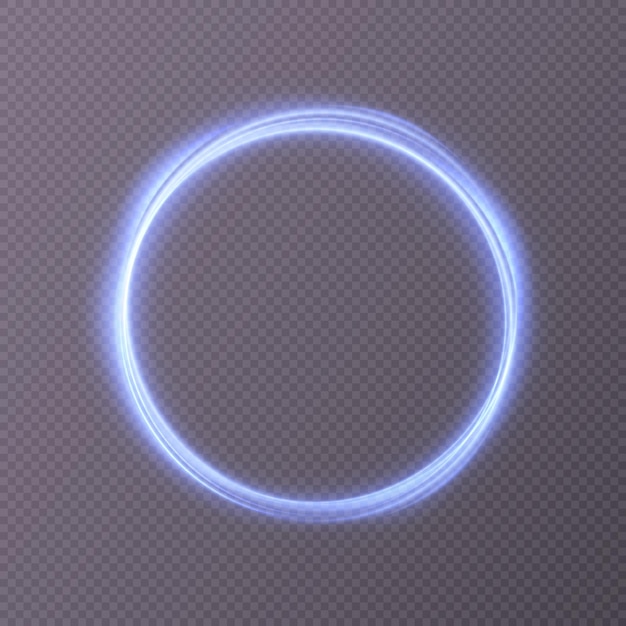 Abstract blue light circle effect on transparent background. PNG vector