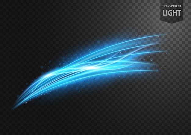 Abstract blue line of light with blue sparks