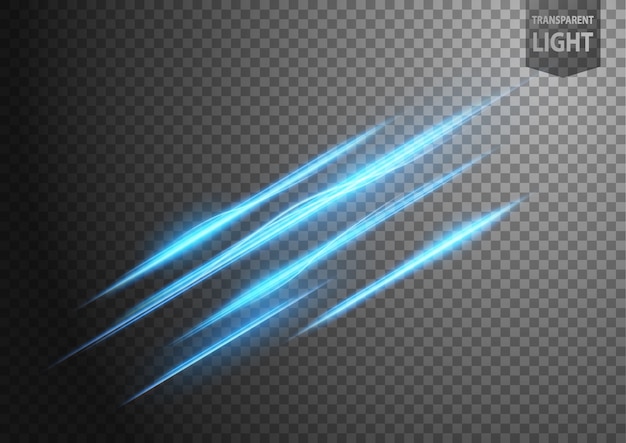 Abstract blue line of light with a transparent background