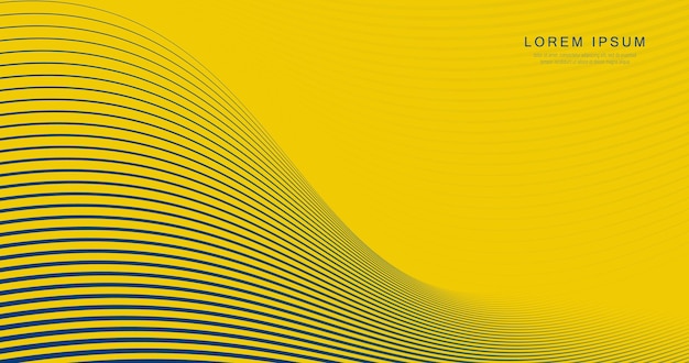 Abstract blue lines curve on yellow background Flat line minimal Website banner and brochure background Vector illustration