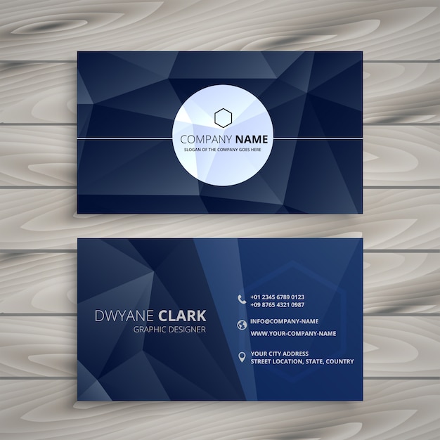 abstract blue low poly business card