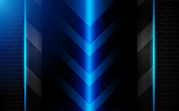 Abstract blue metal shapes on dark background