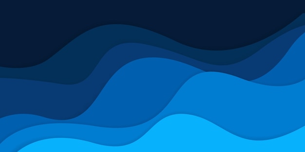 Vector abstract blue modern wavy papercut style background