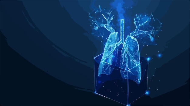 Abstract Blue Open Box and Human Lungs Organ