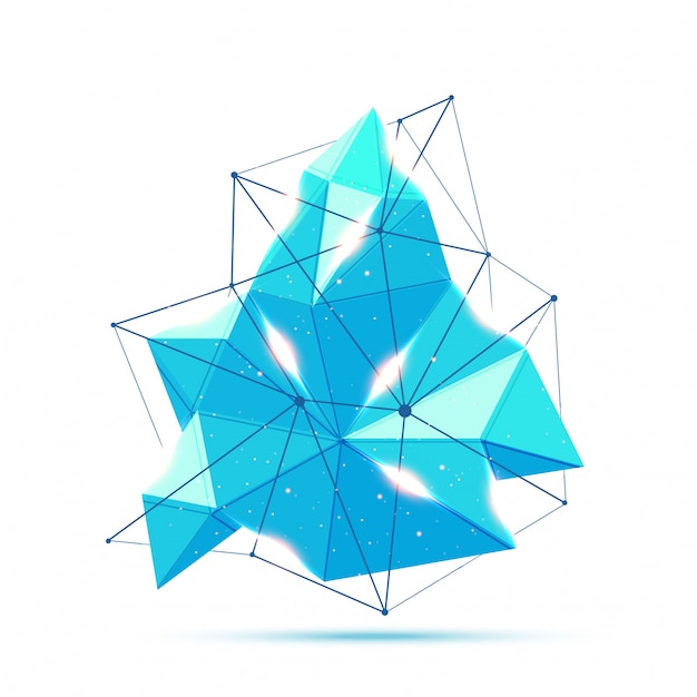 Vector abstract blue polygonal element with lens flare.