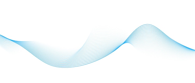 Abstract blue smooth wave on a white background Dynamic sound wave Design element Vector illustration