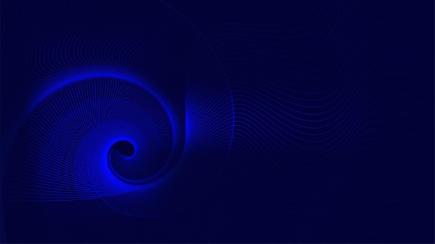 Vector abstract blue spirals and wave lines on deep navy background futuristic technology illustration vector for web banner flyer cover