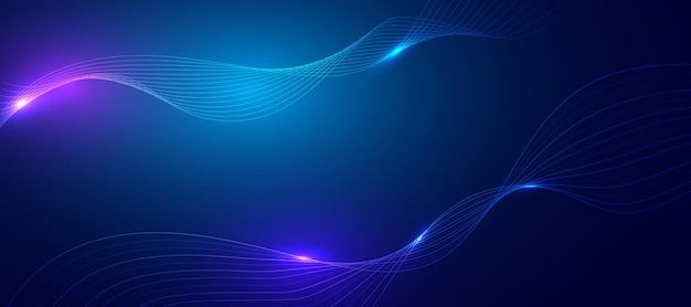 Abstract blue technology background with flowing lines