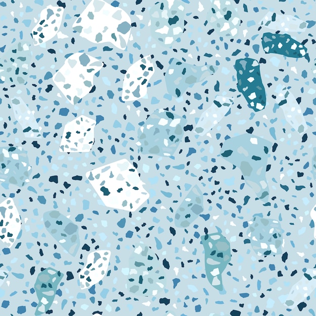 Abstract blue terrazzo seamless pattern