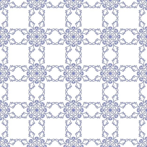 Abstract blue violet snowflake seamless pattern with mandala ornament