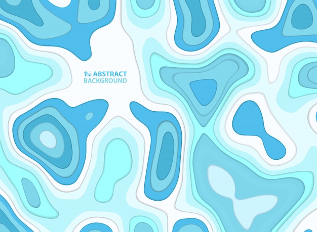 Abstract blue water style paper cut colorful stripe line wavy background. 