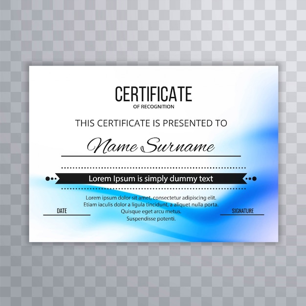 Abstract blue wave certificate template design