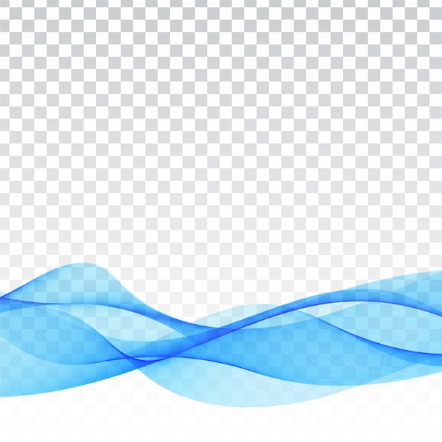 Abstract blue wave flowing transparent background