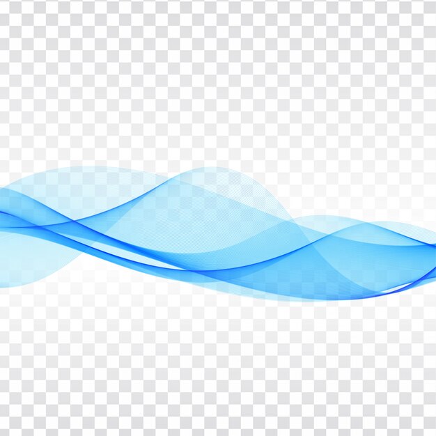 Vector abstract blue wave transparent background