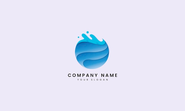 Abstract Blue Wave and Water logo design