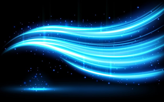 Abstract blue wavy line of light with a transparent background isolated and easy to edit Vector