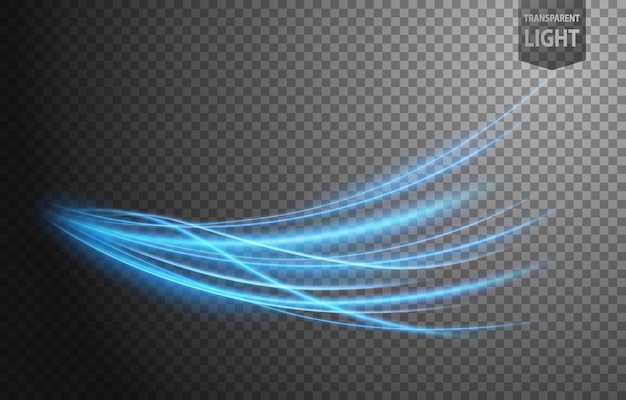 Abstract blue wavy line of light