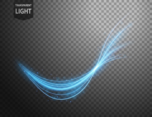 Abstract blue wavy line of light