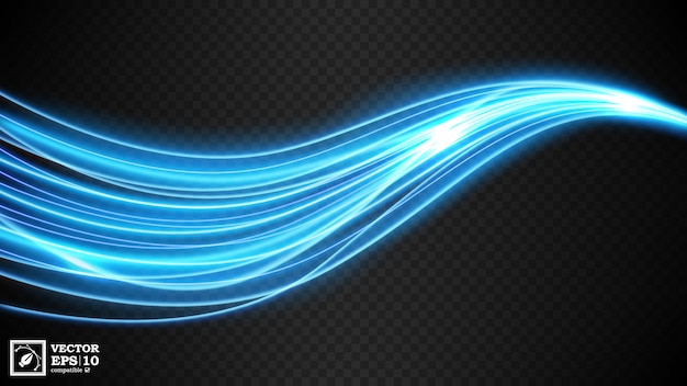 Abstract blue wavy line of light