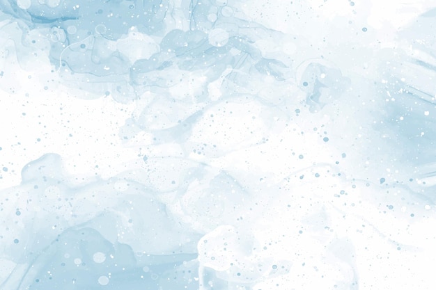 Abstract blue winter watercolor background Sky pattern with snow